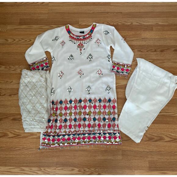 Chandni Boutique Afghan Women’s Traditional Wear Lots of Hand Work 3 Pieces Sz L - Picture 1 of 7